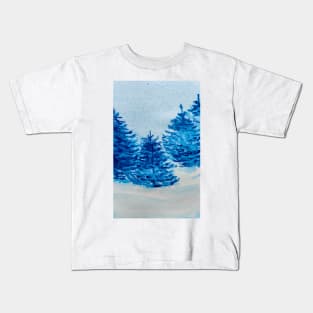 Blue Christmas Trees Kids T-Shirt